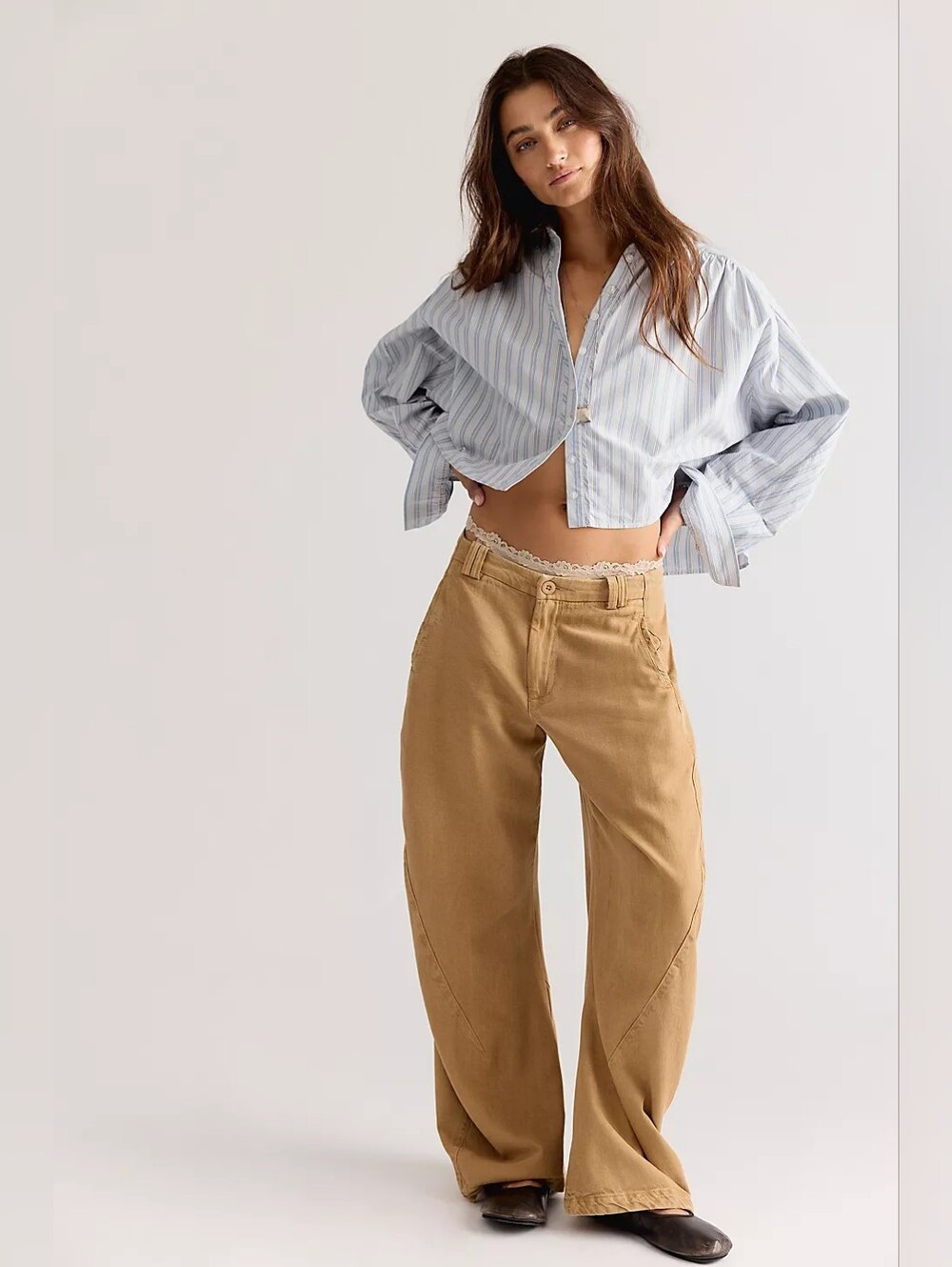 Free People Spotlight Washed Barrel Chino Trousers